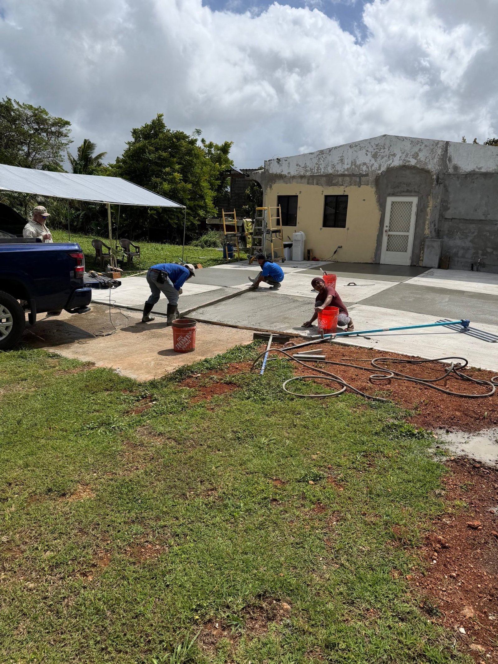 Matt Kahler's crew placing concrete on a job site in Guam